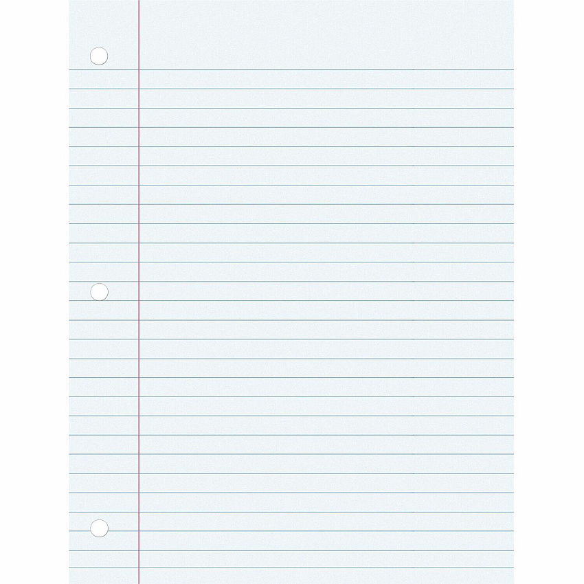 Pacon Wide Ruled Filler Paper 100 Sheets - Wide Ruled Front Ruling - 0.37" Ruled - Red Margin - 3 Hole(s) - 8" x 10 1/2" Sheet Size - White Paper - Smooth, Punched - 100 / Pack (MMK09201)