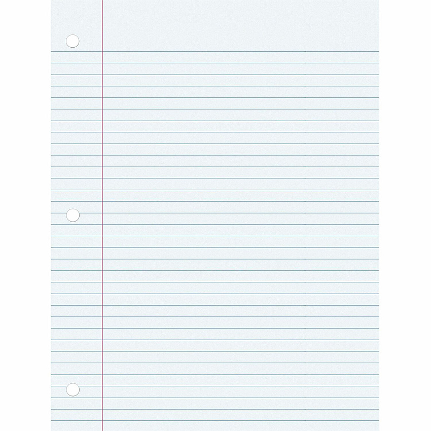 Pacon College Ruled Filler Paper 100 Sheets - College Ruled Front Ruling - 0.28" Ruled - Red Margin - 3 Hole(s) - 8" x 10 1/2" Sheet Size - White Paper - Smooth, Punched - 100 / Pack (MMK09221)
