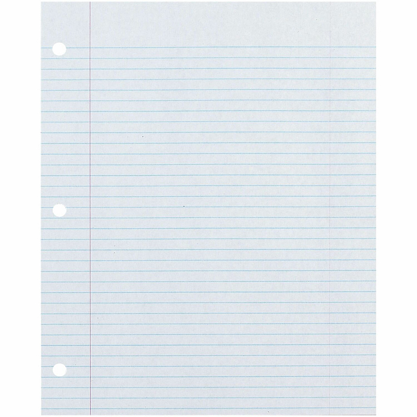 Ecology Recycled Filler Paper 500 Sheets - College Ruled Front Ruling - 0.28" Ruled - Red Margin - 3 Hole(s) - Letter - 8 1/2" x 11" Sheet Size - White Paper - Eco-friendly, Recyclable, Acid-free, Chlorine-free, Hole-punched - Recycled - 1 Pack (2417)