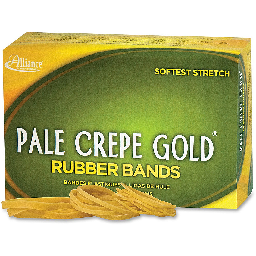 Alliance Rubber Pale Crepe Gold Rubber Bands Size: #54 - Stretchable, Durable, Reusable - Golden Crepe - 1 Box (20545)