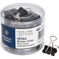Business Source Small Binder Clips Small - for Paper, Project, Document - Black - 40 / Pack (BSN65366) Business Source Small Binder Clips Small - for Paper, Project, Document - Black - 40 / Pack (BSN65366)