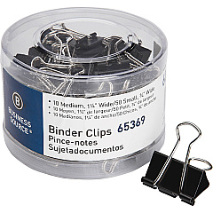 Business Source Small/Medium Binder Clips Set Small, Medium - for Paper, Project, Document - Black - 60 / Pack (BSN65369) Business Source Small/Medium Binder Clips Set Small, Medium - for Paper, Project, Document - Black - 60 / Pack (BSN65369)