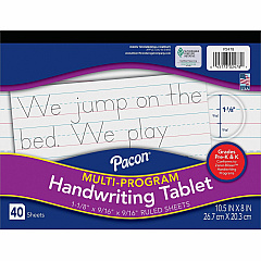Pacon Multi-Program Handwriting Tablet 40 Sheets - Both Side Ruling Surface - Ruled Front Ruling - 1.13" Ruled - 10 1/2" x 8" Sheet Size - White Paper - Assorted Cover - Chipboard Backing, Recyclable, Film-wrapped - 1 Each (2478) Pacon Multi-Program Handwriting Tablet 40 Sheets - Both Side Ruling Surface - Ruled Front Ruling - 1.13" Ruled - 10 1/2" x 8" Sheet Size - White Paper - Assorted Cover - Chipboard Backing, Recyclable, Film-wrapped - 1 Each (2478)