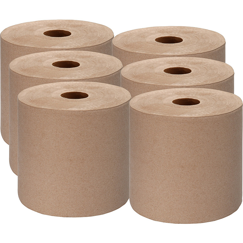 Genuine Joe Embossed Hardwound Roll Towels 7.87" Width x 1000 ft Length - 2" Core - Kraft - 6 / Carton (GJO22800)