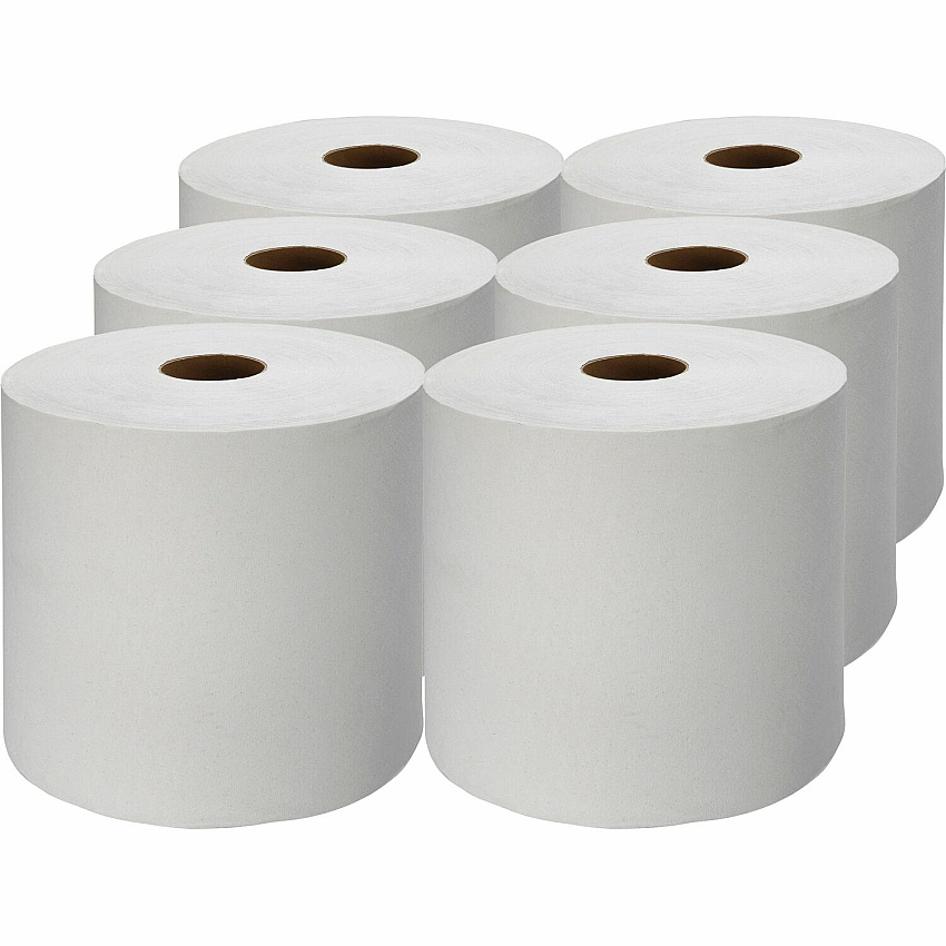 Genuine Joe Hardwound Roll Paper Towels 7.87" Width x 1000 ft Length - 2" Core - White - 6 / Carton (GJO22900)