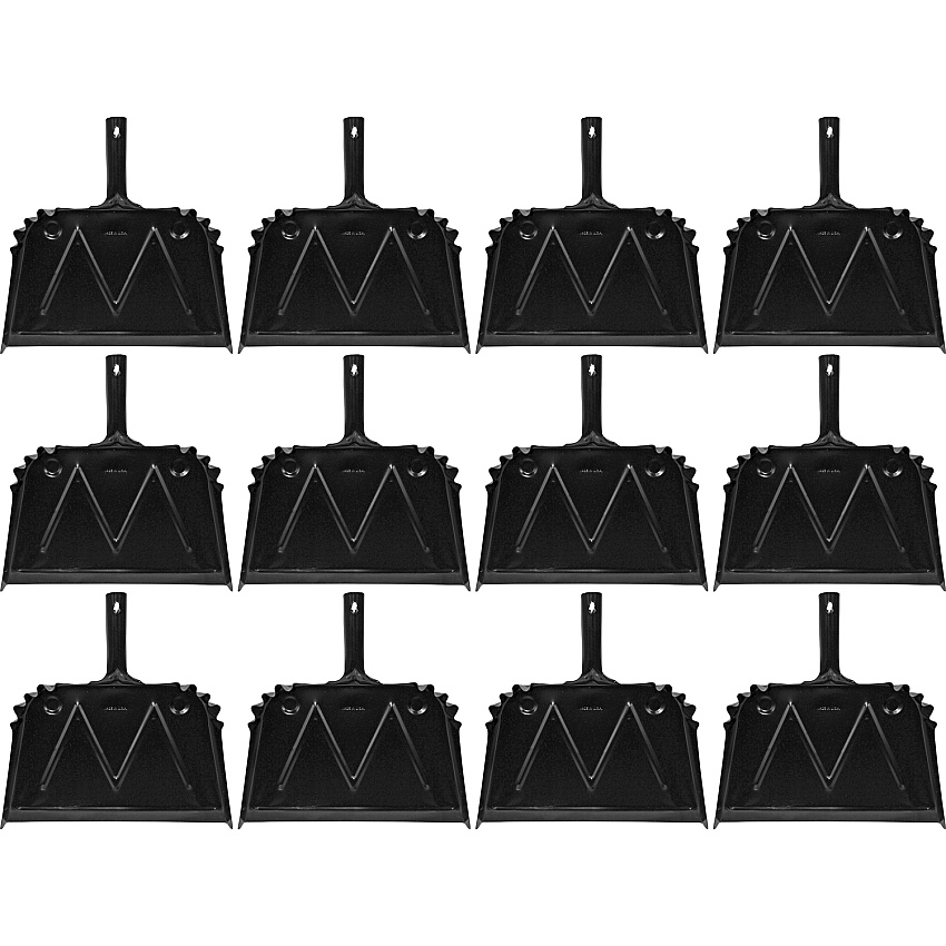 Genuine Joe Heavy-duty Metal Dustpan 16" Wide - Steel Handle - Metal - Black - 12 / Carton (GJO85151CT)