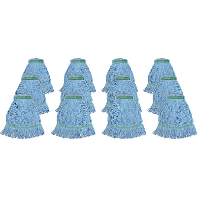 Genuine Joe Narrow Band Medium Mophead Rayon, Cotton - Blue - 12 / Carton (GJOMBL1BCT)