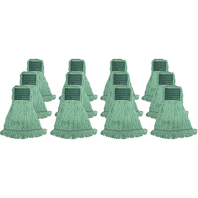 Genuine Joe Synthetic Blend Medium Mophead Rayon, Cotton - Green - 12 / Carton (GJOMGR5BCT)