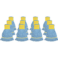Genuine Joe Wide Band Small Mophead Rayon, Cotton - Blue - 12 / Carton (GJOSBL5BCT) Genuine Joe Wide Band Small Mophead Rayon, Cotton - Blue - 12 / Carton (GJOSBL5BCT)