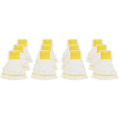 Genuine Joe Wide Band Small Mophead Rayon, Cotton - White - 12 / Carton (GJOSWH5BCT)