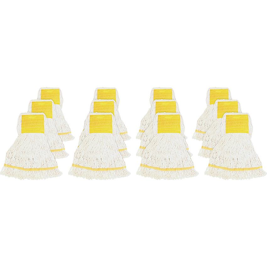 Genuine Joe Wide Band Small Mophead Rayon, Cotton - White - 12 / Carton (GJOSWH5BCT)