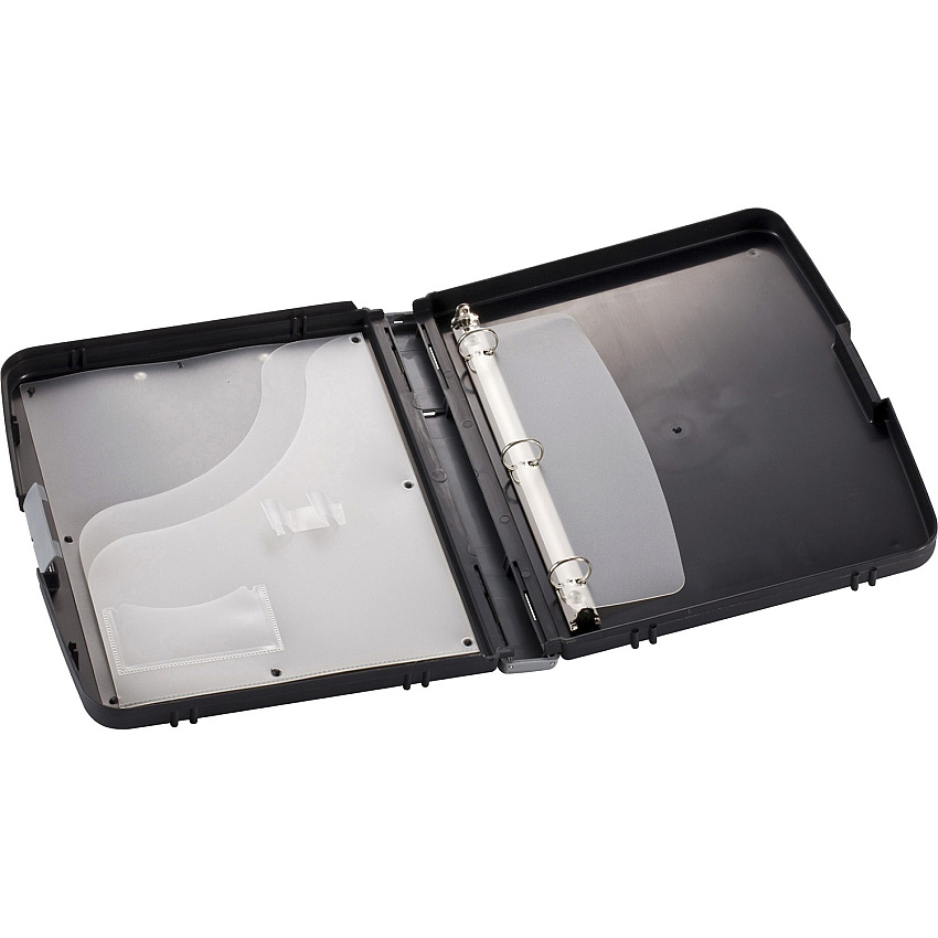 Officemate Ringbinder Clipboard Storage Box 8 19/64" x 11 45/64" , 8 1/2" x 11" Sheet Size - Spring Clip - Plastic - Charcoal - 1 Each (83309)