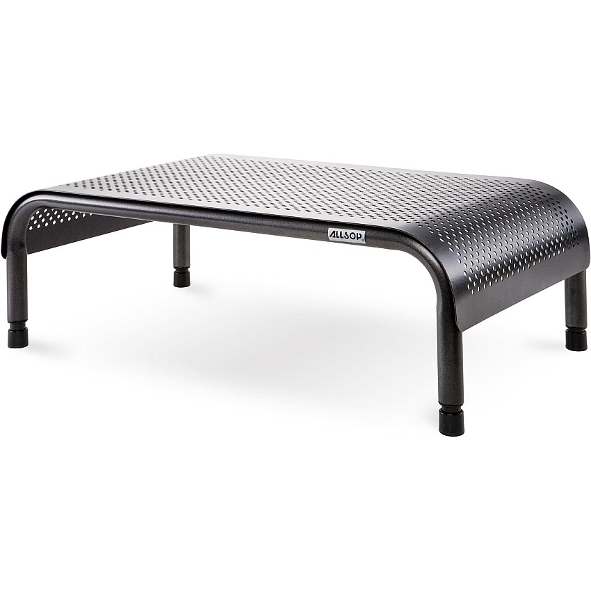 Allsop Metal Art Ergo 3 Adjustable Monitor Stand 15-Inch Wide Platform - 35 lb Load Capacity - 8" Height x 18" Width x 10" Depth - Powder Coated - Metal - Pearl, Black - Durable, Ergonomic, Comfortable, Sturdy - 1 Each (31630)