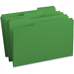 Business Source 1/3 Tab Cut Legal Recycled Top Tab File Folder 8 1/2" x 14" - Top Tab Location - Assorted Tab Position - 11 pt. - 1 Plys - Green - 10% Recycled - 100 / Box (BSN99721)