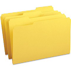 Business Source 1/3 Tab Cut Legal Recycled Top Tab File Folder 8 1/2" x 14" - Top Tab Location - Assorted Tab Position - 11 pt. - 1 Plys - Yellow - 10% Recycled - 100 / Box (BSN99722)