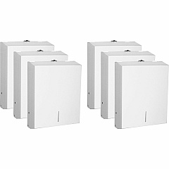 Genuine Joe C-Fold/Multi-fold Towel Dispenser Cabinet C Fold, Multifold Dispenser - 13.5" Height x 11" Width x 4.3" Depth - Stainless Steel, Metal - White - Wall Mountable - 6 / Carton (GJO02197CT)