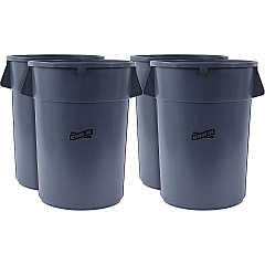 Genuine Joe 44-gallon Heavy-duty Trash Container 44 gal Capacity - Heavy Duty, Handle - 24" Height x 31.5" Width x 24" Depth - Gray - 4 / Carton (GJO11581CT)