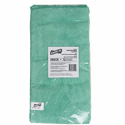 Genuine Joe General Purpose Microfiber Cloth For General Purpose - 16" Length x 16" Width - Recommended For: Dust Remover, Dirt Remover - Green - 12/Bag - 15 / Carton (GJO39505CT)
