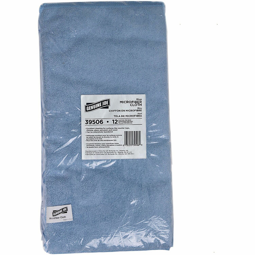 Genuine Joe General Purpose Microfiber Cloth For General Purpose - 16" Length x 16" Width - Recommended For: Dust Remover, Dirt Remover - Blue - 12/Bag - 15 / Carton (GJO39506CT)