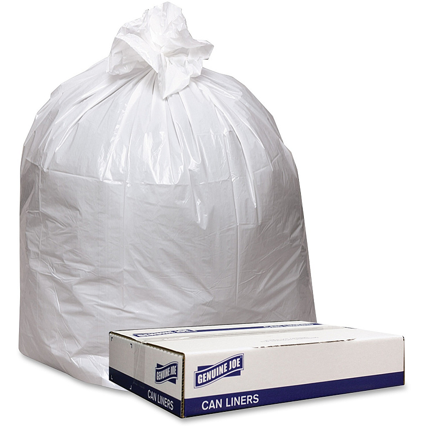 Genuine Joe Low Density White Can Liners 45 gal Capacity - 46" Length x 40" Width x 0.90 mil (23 Micron) Thickness - Low Density - White - Industrial Trash - Recycled - 100 / Carton (GJO4046W)