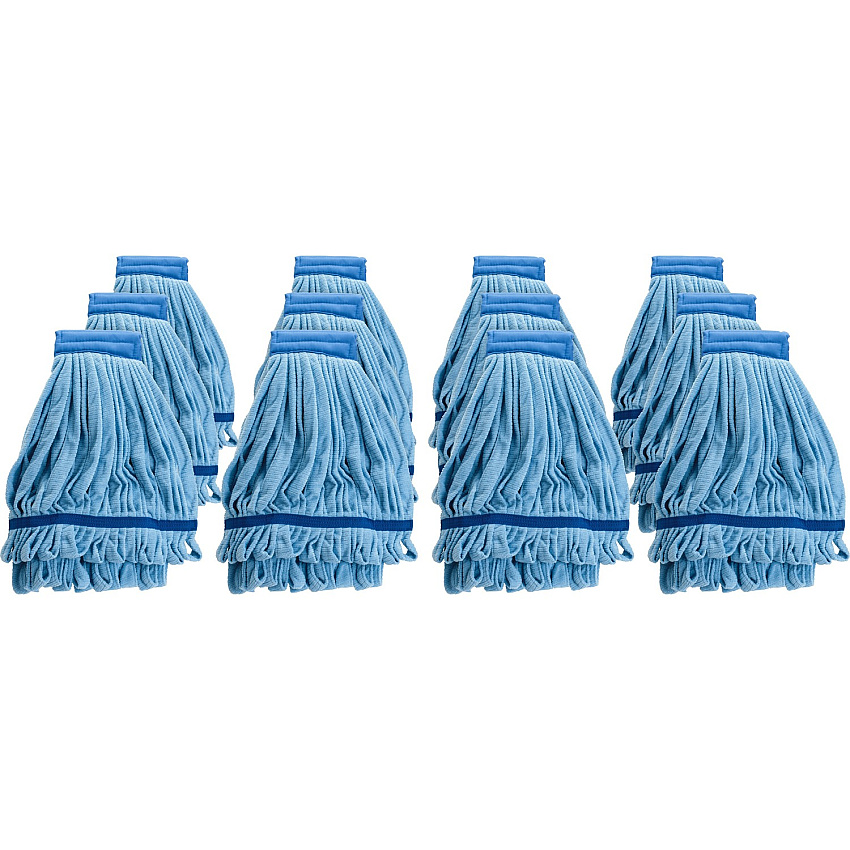 Genuine Joe Microfiber Wet Mophead Refill Small - Absorbent, Launderable, Durable - MicroFiber - Blue - 12 / Carton (GJO47538CT)