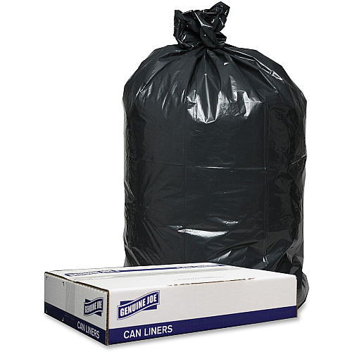 Genuine Joe Low Density Black Can Liners 33 gal Capacity - 39" Length x 33" Width x 1.20 mil (30 Micron) Thickness - Low Density - Black - Can - Recycled - 100 / Carton (GJO98207)