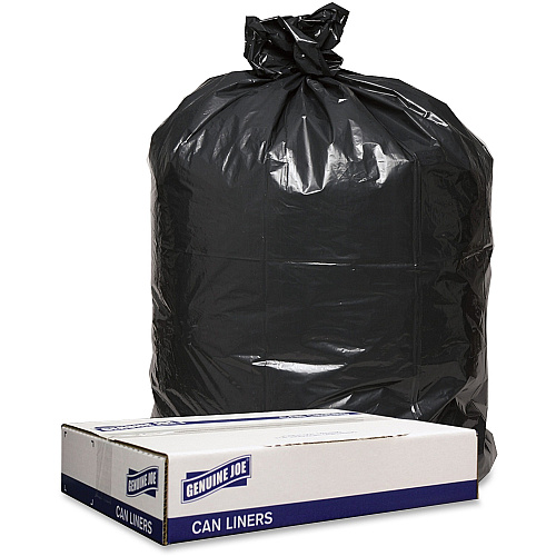 Genuine Joe Low Density Black Can Liners 56 gal Capacity - 47" Length x 43" Width x 1.60 mil (41 Micron) Thickness - Low Density - Black - Can - Recycled - 100 / Carton (GJO98211)