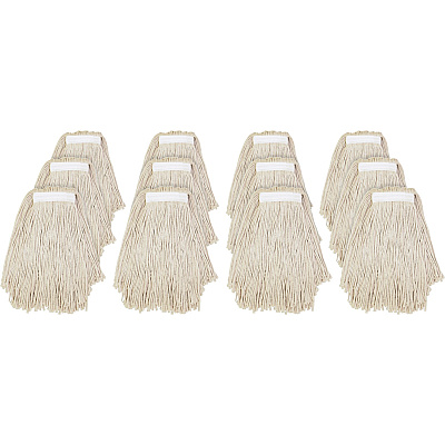 Genuine Joe Clamp-style Cotton Mophead #16 - Cut Ends, Absorbent, Narrow Headband - Cotton - Natural - 12 / Carton (GJON16COTCT)