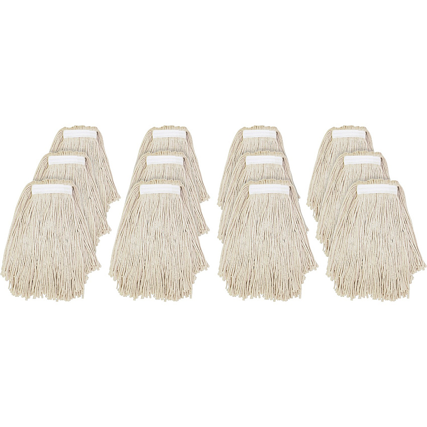 Genuine Joe Clamp-style Cotton Mophead #16 - Cut Ends, Absorbent, Narrow Headband - Cotton - Natural - 12 / Carton (GJON16COTCT)
