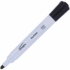 Integra Bullet Tip Dry-Erase Markers Erasable - Black Ink - 12 / Dozen (30009)