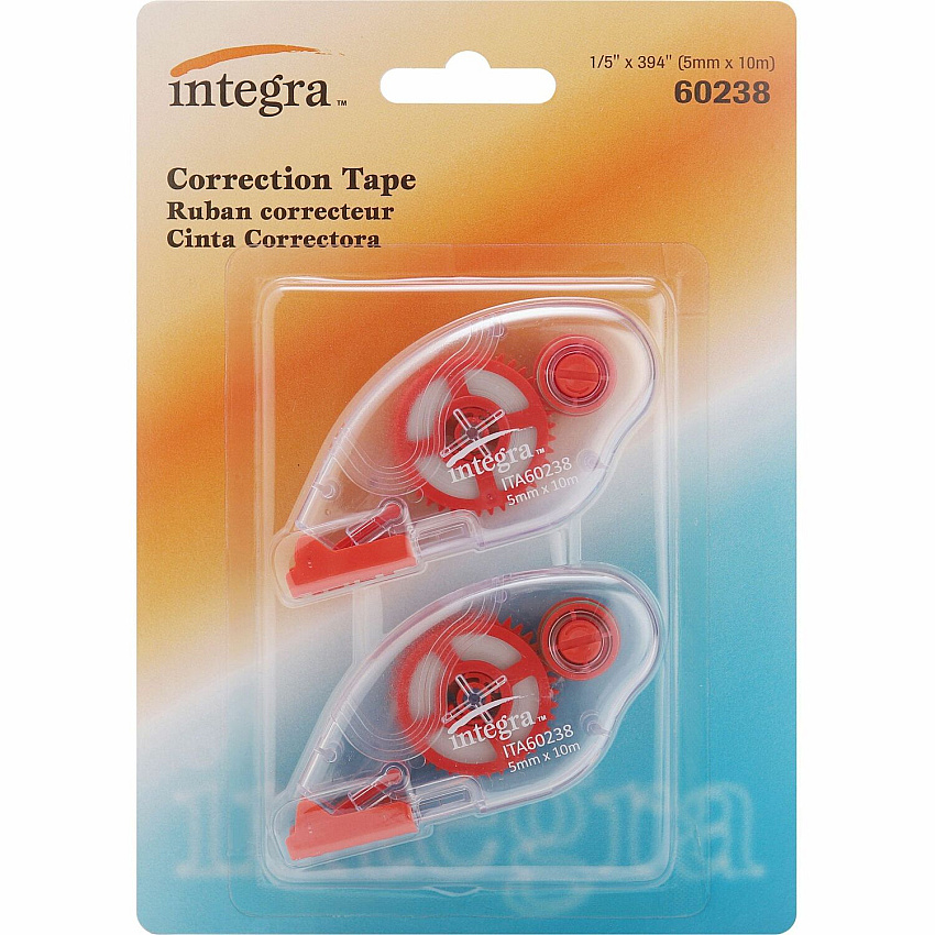 Integra Correction Tape - 2 Dispensers/PK Holds Total 1 Tape(s) - White - 2 / Pack (60238)