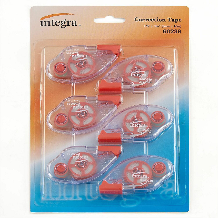 Integra Dispensing Correction Tape Holds Total 1 Tape(s) - White - 6 / Pack (60239)