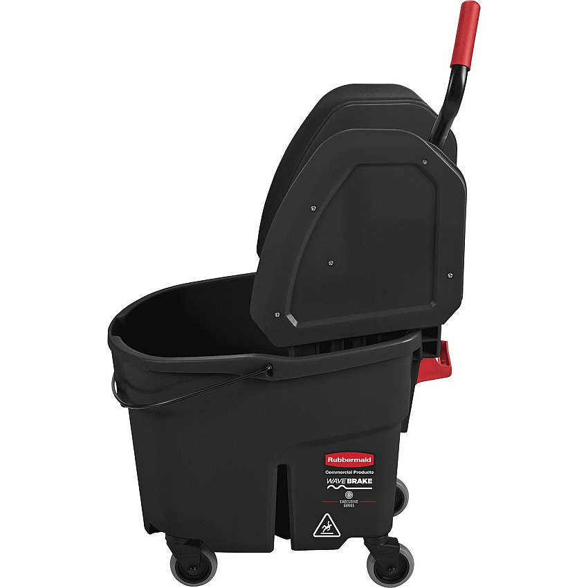 Rubbermaid Commercial WaveBrake Down Press Mop Bucket 8.75 gal - Splash Resistant, Durable, Caster - 27.4" x 16.1" - Tubular Steel - Black - 1 Carton (1863898)