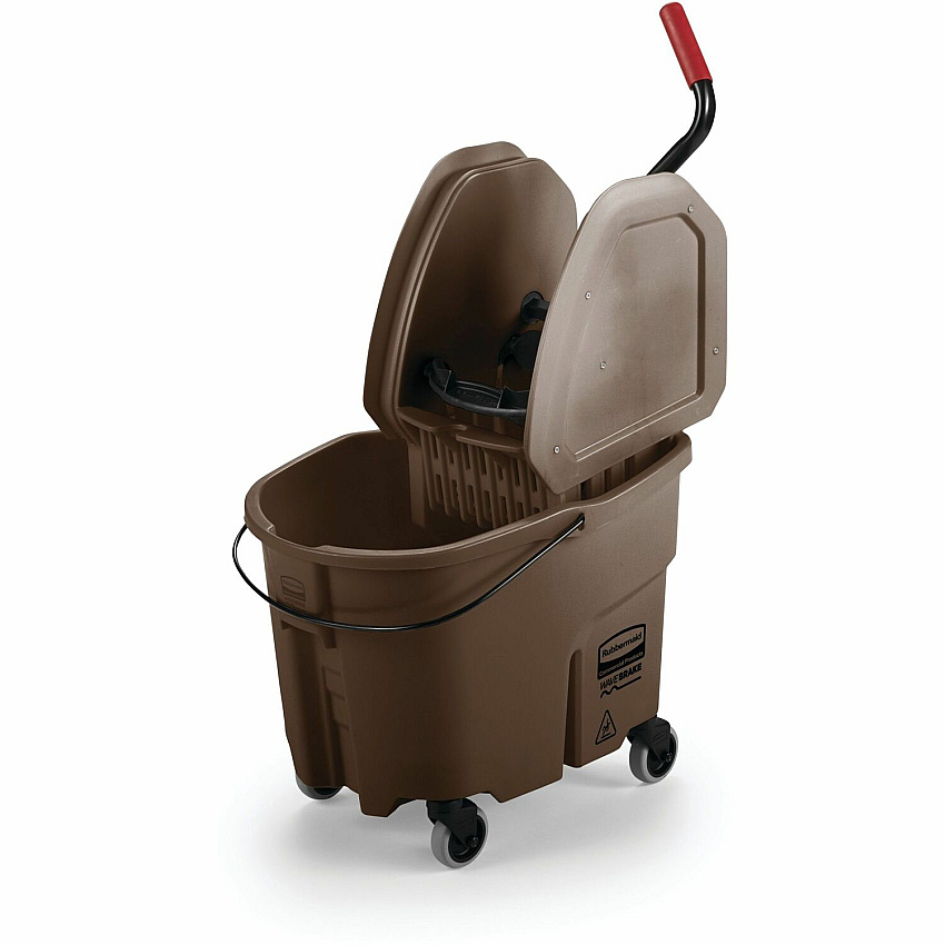 Rubbermaid Commercial WaveBrake Combo Mop Bucket 8.75 gal - Splash Resistant - 23.5" x 15.5" x 20" - Tubular Steel, Plastic - Brown - 1 Carton (757788BRN)