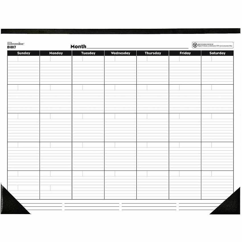 Rediform Undated Monthly Desk Pad Monthly - 1 Month Single Page Layout - Desk Pad - White - Chipboard - 17" Height x 22" Width - 1 Each (B1817)
