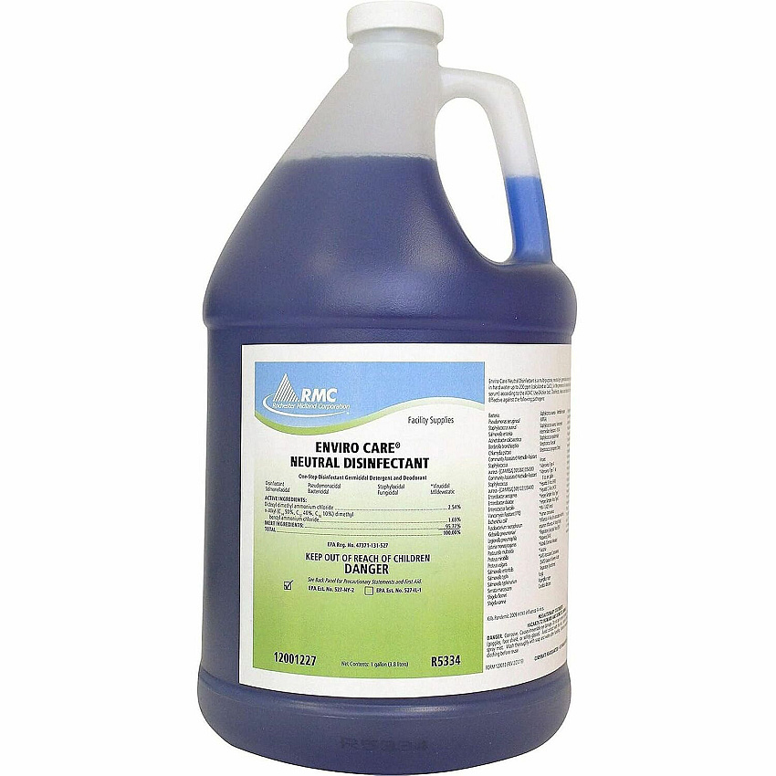 Rochester Midland RMC Enviro Care Neutral Disinfectant Concentrate - 128 fl oz (4 quart) - pH Neutral - Blue - 4 / Carton (PC12001227CT)
