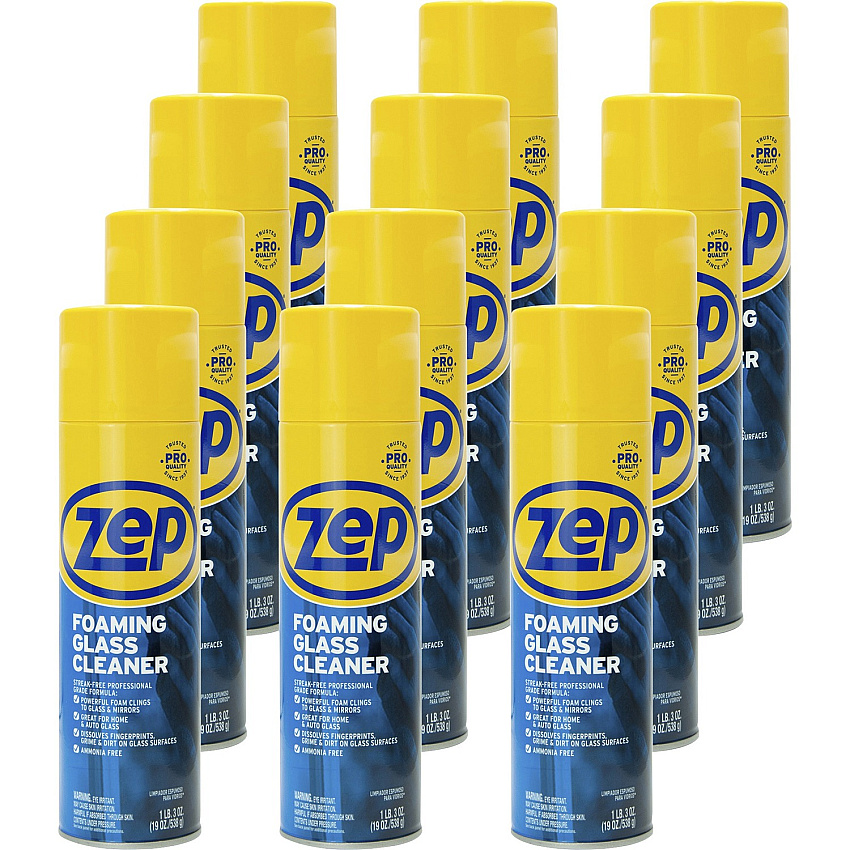 Zep Foaming Glass Cleaner 19 oz (1.19 lb) - Ammonia-free - Black - 12 / Carton (ZUFGC19CT)
