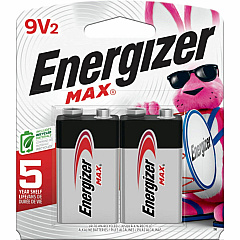 Energizer 9-Volt MAX Alkaline Batteries, 2-Packs For Multipurpose - 9V - 595 mAh - 9 V DC - 2/Pack - 4 / Carton (522BP2CT)