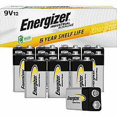 Energizer 9-Volt Industrial Alkaline Batteries, 12-Pack For Multipurpose - 9V - 9 V DC - 12/Box - 6 / Carton (EN22CT)