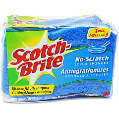 Scotch-Brite No Scratch Scrub Sponges 2.8" Height x 4.5" Width x 4.5" Length x 590 mil Thickness - 3/Pack - 8 / Carton - Blue (MP3CT) Scotch-Brite No Scratch Scrub Sponges 2.8" Height x 4.5" Width x 4.5" Length x 590 mil Thickness - 3/Pack - 8 / Carton - Blue (MP3CT)