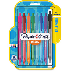 Paper Mate InkJoy 100 RT Pens 1 mm Medium Pen Point - Retractable - Assorted Ink - Translucent Barrel - 8 / Pack (1945935)