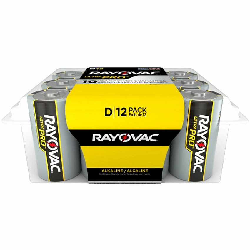 Rayovac Ultra Pro Alkaline D Battery 12-Packs For Multipurpose - D - 1.5 V DC - 12/Pack - 8 / Carton (ALD12PPJCT)