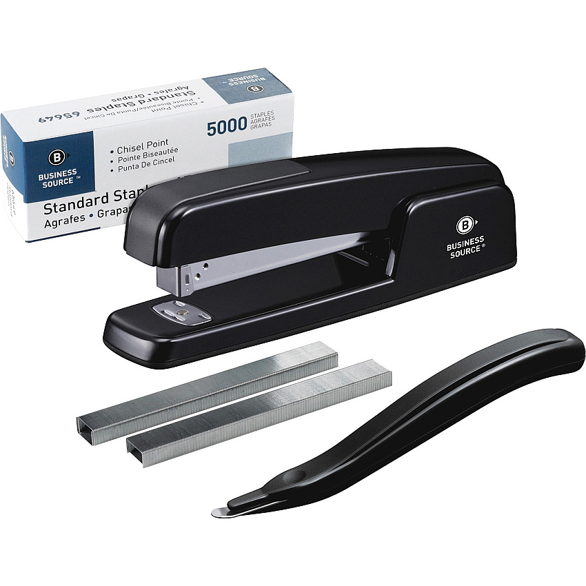 Business Source Standard Stapler Value Pack Staples Upto 20 Sheet - Holds Upto 210 Staple - Full Strip - Top Loading - Black - 1 Pack (BSN41890)