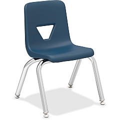 Lorell 12" Seat-height Student Stack Chairs Four-legged Base - Navy - Polypropylene - 4 / Carton (LLR99881)