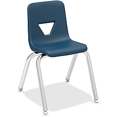 Lorell 14" Seat-height Student Stack Chairs Four-legged Base - Navy - Polypropylene - 4 / Carton (LLR99884)