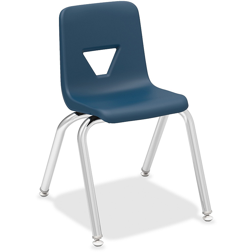 Lorell 14" Seat-height Student Stack Chairs Four-legged Base - Navy - Polypropylene - 4 / Carton (LLR99884)