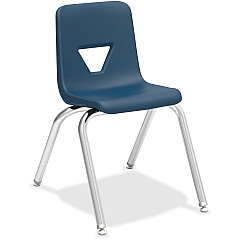 Lorell 16" Seat-height Student Stack Chairs Four-legged Base - Navy - Polypropylene - 4 / Carton (LLR99887)