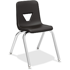 Lorell 16" Seat-height Student Stack Chairs Four-legged Base - Black - Polypropylene - 4 / Carton (LLR99888)