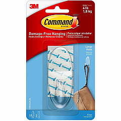 Command Large Hook with Clear Strips 4 lb (1.81 kg) Capacity - 1.4" Width x 3.4" Length - for Decoration - Plastic - Clear - 1 Pack (17093CLRES) Command Large Hook with Clear Strips 4 lb (1.81 kg) Capacity - 1.4" Width x 3.4" Length - for Decoration - Plastic - Clear - 1 Pack (17093CLRES)