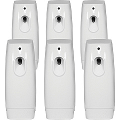 TimeMist Classic Metered Aerosol Dispenser 0.25 Hour Medium - 30 Day Refill Life - 6000 ft? Coverage - 2 x AA Battery - 6 / Carton - White (1047717CT)